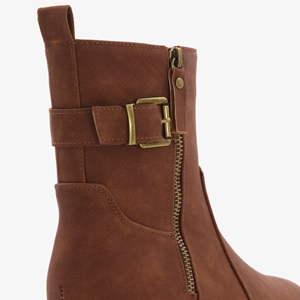 Blue Box dames biker boots cognac