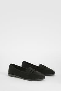 Boohoo Basic Loafers Met Ronde Neus, Black