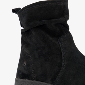 Hush Puppies suede dames enkellaarsjes zwart