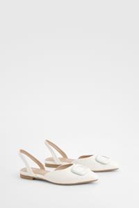 Boohoo Platte Schoenen Met Hielbandjes En Puntneus, White