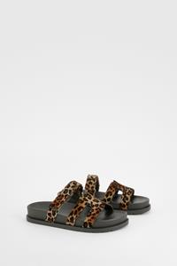 Boohoo Dikke Luipaardprint Sandalen Met Uitsnijding En Bandjes, Leopard