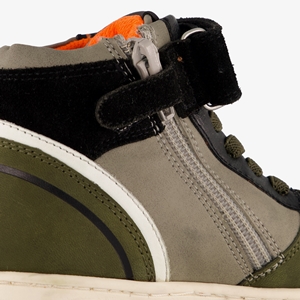 Braqeez hoge leren jongens sneakers groen