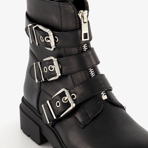 Blue Box dames biker boots zwart