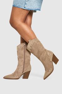 Boohoo Cowboy Enkellaarzen Met Label, Taupe