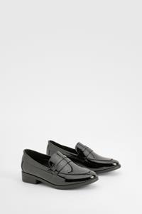 Boohoo Brede Nepleren Loafers, Black