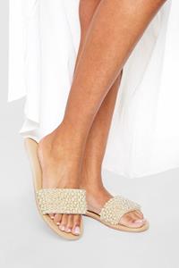 Boohoo Versierde Instap Sandalen, Cream