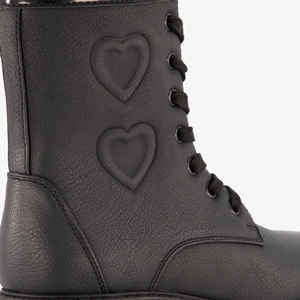 Blue Box meisjes veterboots met hartje zwart