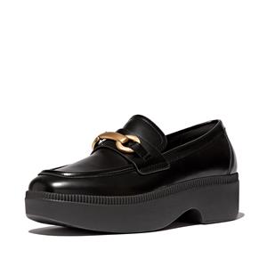 FitFlop F-luma chunky-snaffle box-leather d/wedge loafers