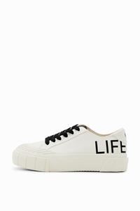 Desigual Sneakers met plateauzool en Life is Awesome - WHITE