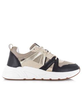 POELMAN  zwarte/beige sneakers van mesh Zwart Mesh Lage sneakers Dames