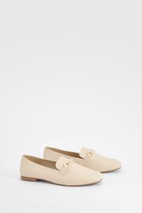 Boohoo Brede Loafers Met Ronde Neus En Staafje, Nude