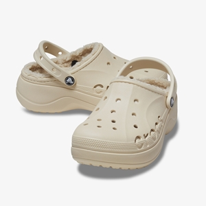 Crocs Baya Platform Lined dames klompen beige