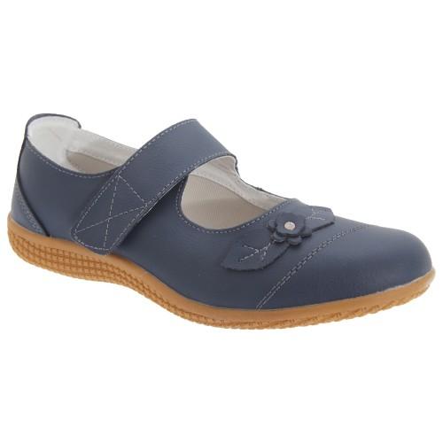 Boulevard dames/dames touch-bevestiging extra brede zomer casual leren schoenen