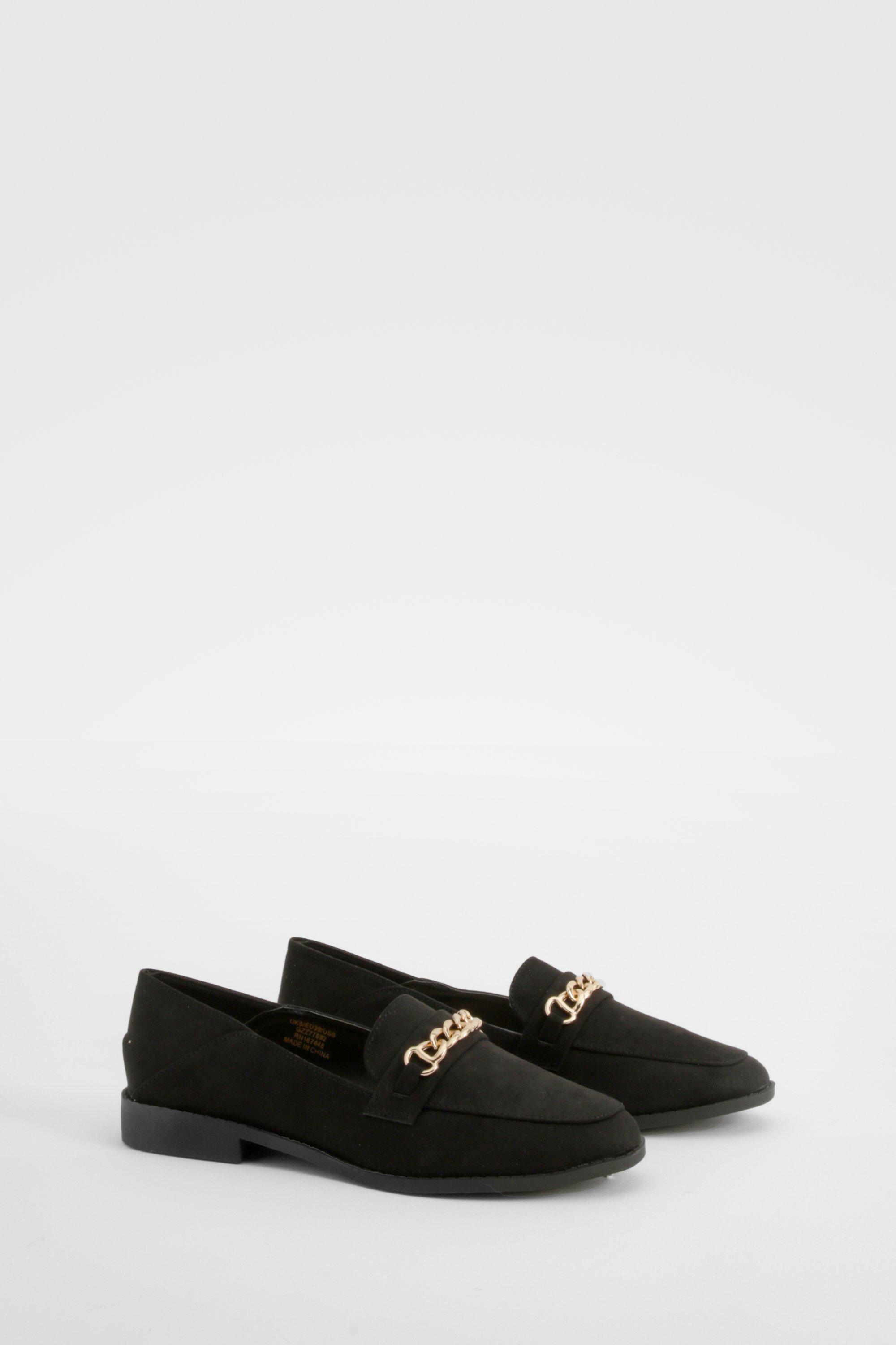 Boohoo Loafers Met Kettingprint En Vierkante Neus, Black