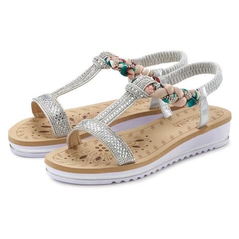 Lascana Sandalen met elastische bandjes, sierstenen, sandaaltje, zomerschoen