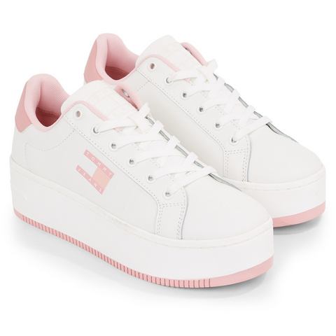 TOMMY JEANS Plateausneakers TJW FLATFORM ESS vrijetijdsschoen, halve schoen, veterschoen met gepolsterde schacht