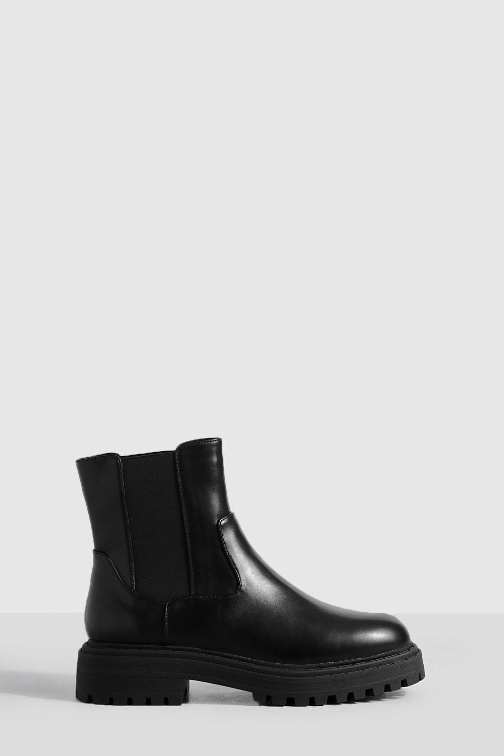 Boohoo Brede Chelsea Boots Met Dubbele Panelen, Black