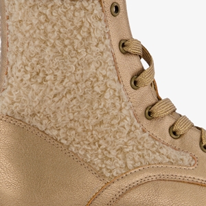 Blue Box meisjes teddy veterboots beige