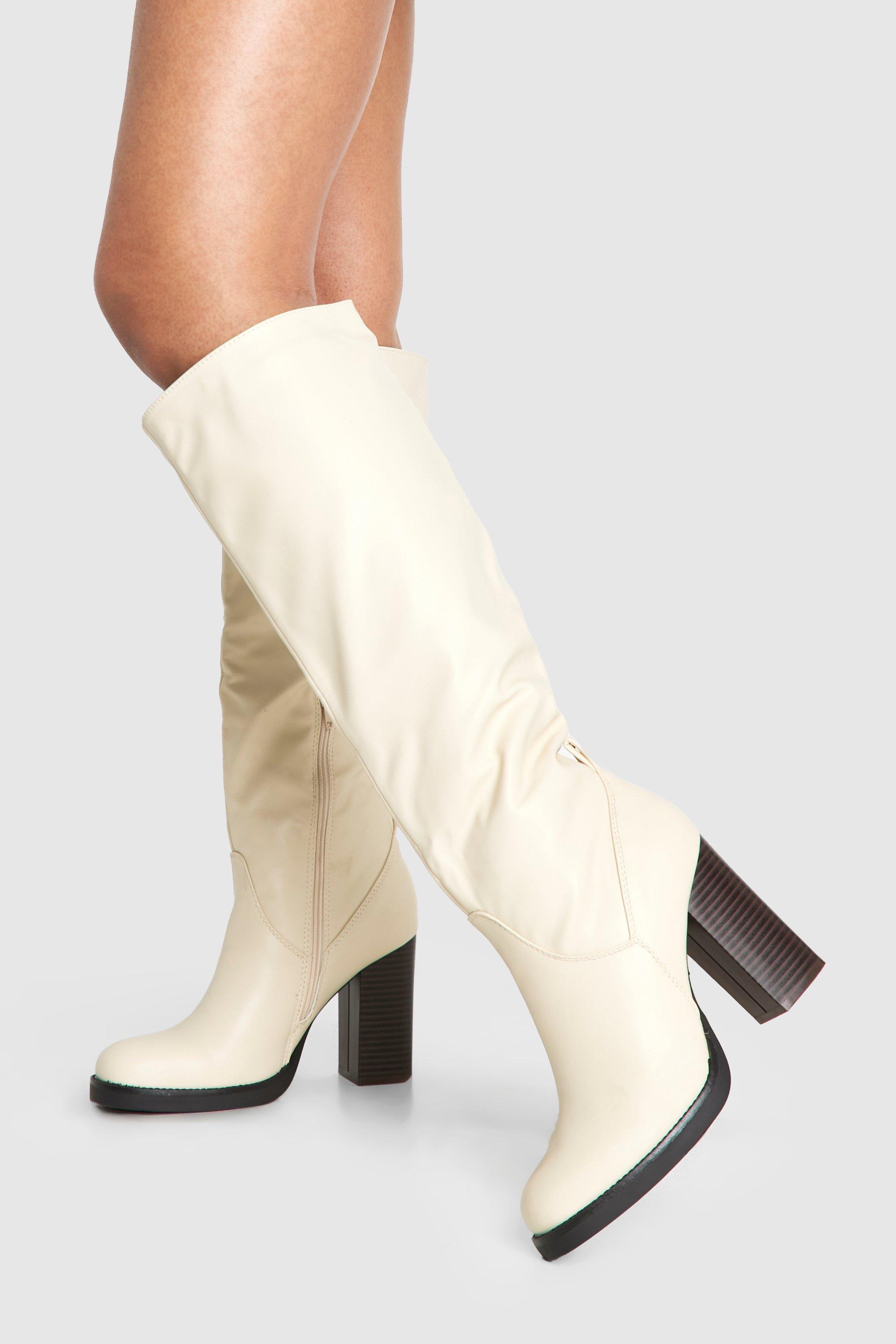 Boohoo Knielaarzen Met Hak, Beige