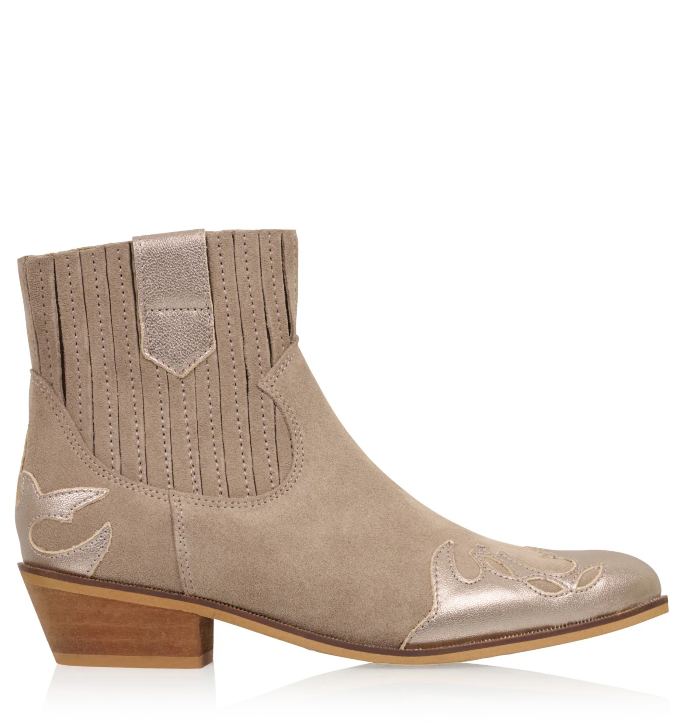 DWRS LABEL  Austin taupe cowboylaarsjes Taupe Suede Enkellaars met hak Dames