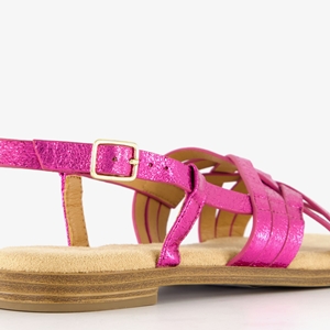 Blue Box metallic dames sandalen fuchsia roze