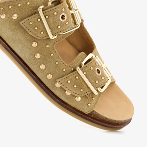 Harper leren dames slippers met studs beige