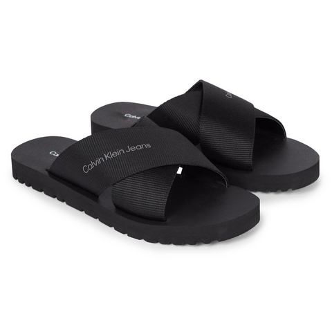 Calvin Klein Slippers CROSS SANDAL SLIPON RP IN BTW zomerschoen, slippers, poolslides, met kruisbandage