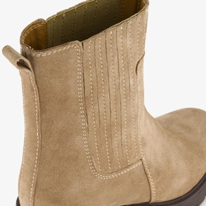 Harper suede dames enkellaarsjes met hak beige