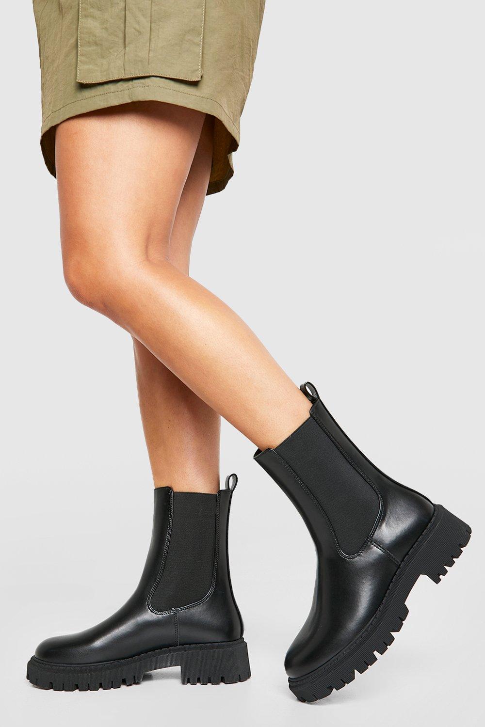 Boohoo Stevige Chelsea Boots Met Label, Black