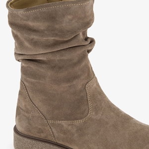 Hush Puppies suede dames enkellaarzen taupe