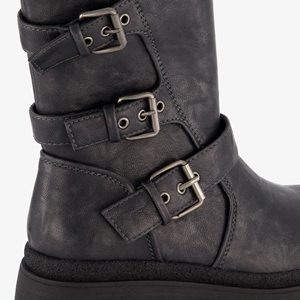 Blue Box dames biker boots met gespen grijs