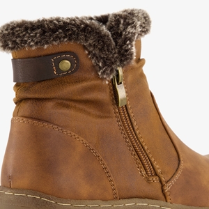 Blue Box lage gevoerde dames boots cognac