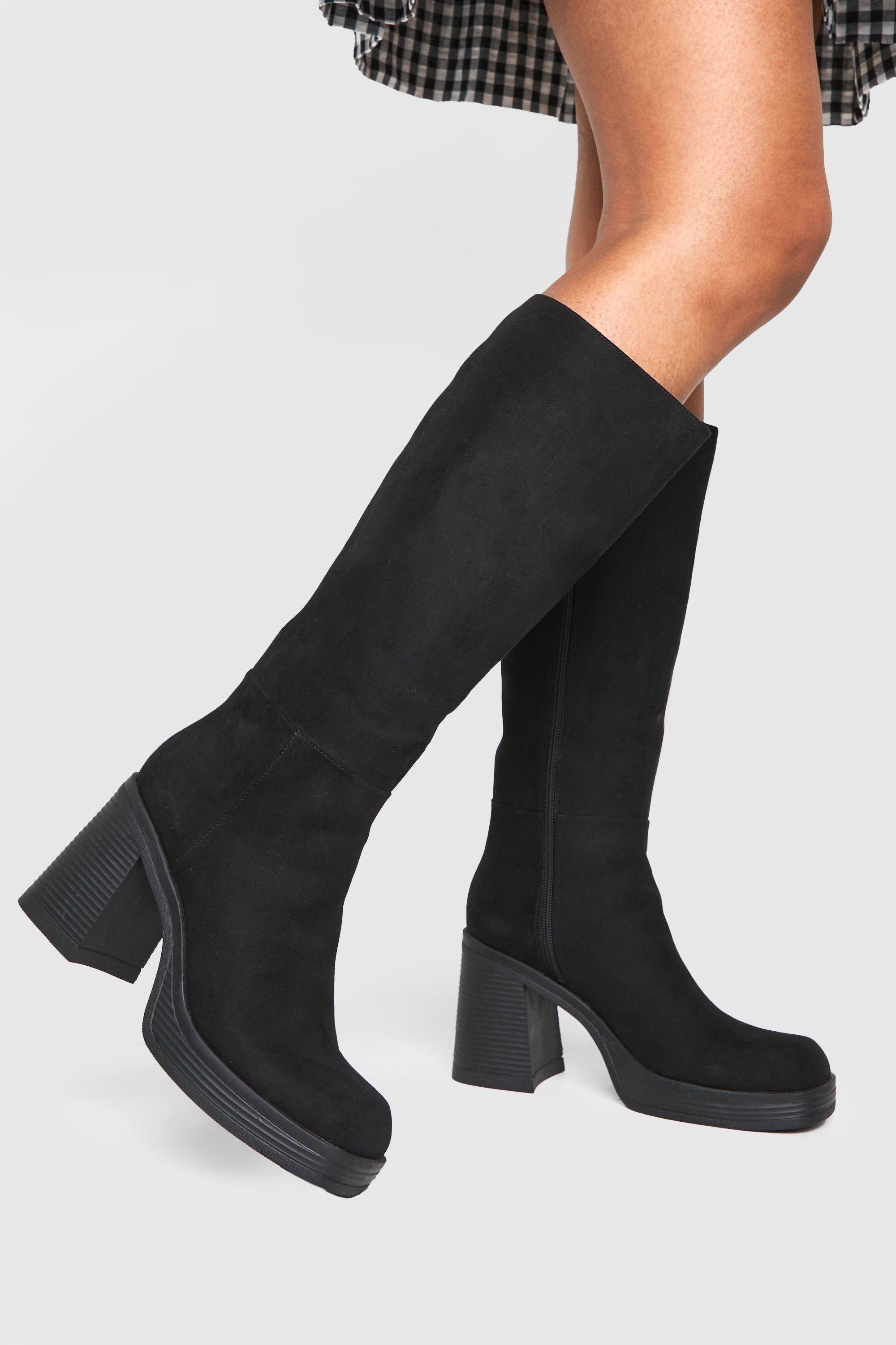 Boohoo Knielaarzen Met Plateauzolen, Black