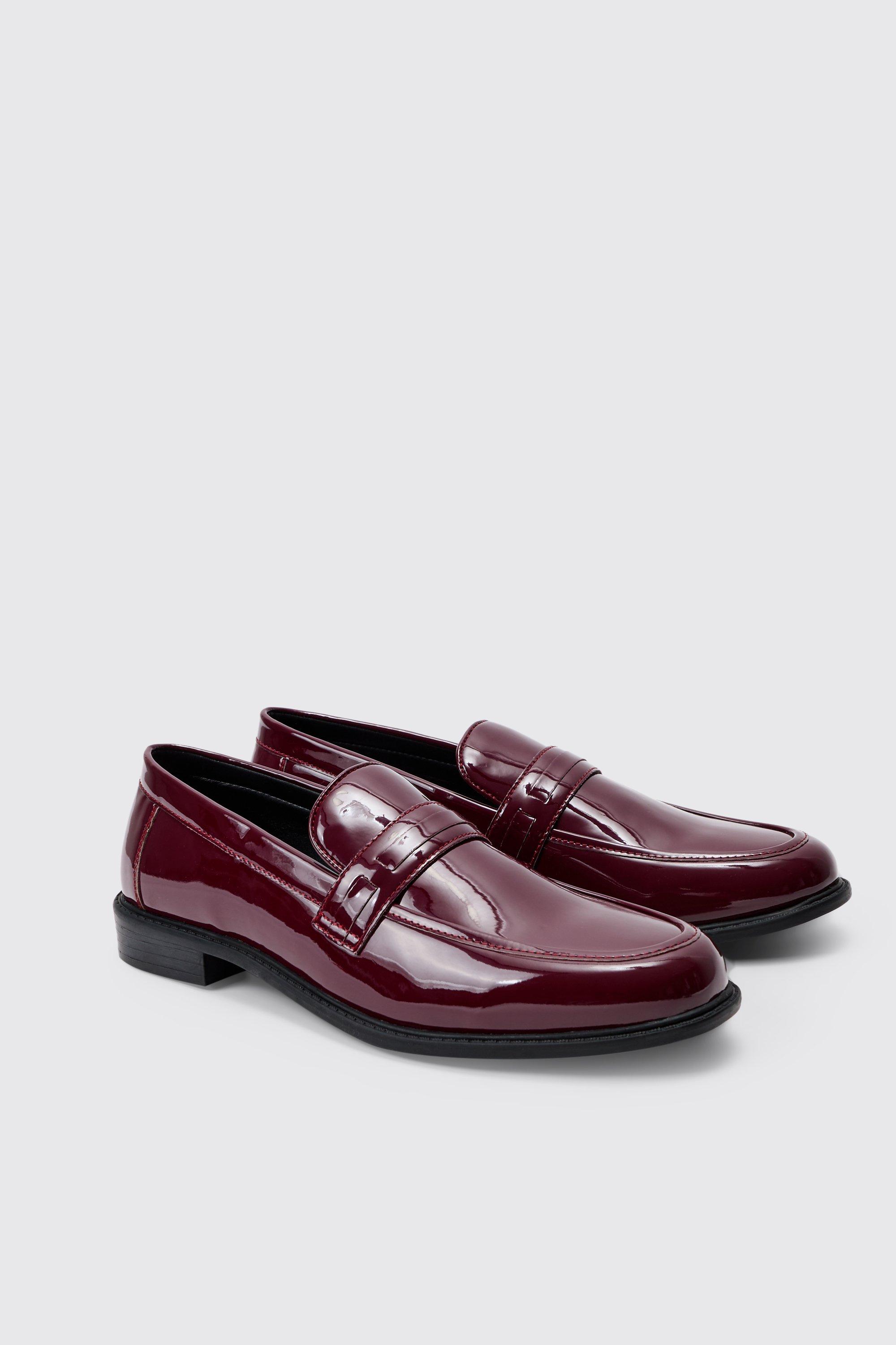 Boohoo Nepleren Pu Loafers, Burgundy