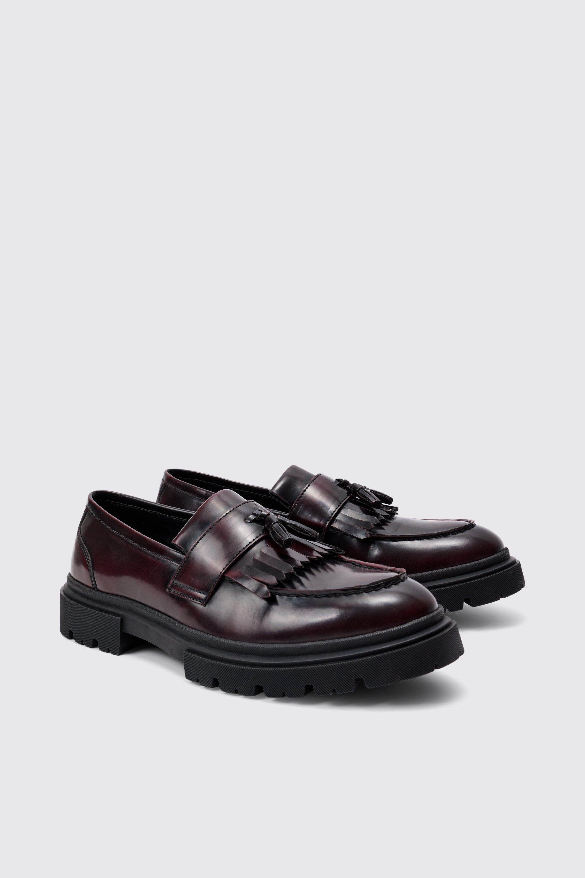 Boohoo Geborstelde Pu Loafers Met Kwastjes In Bourgondië, Burgundy