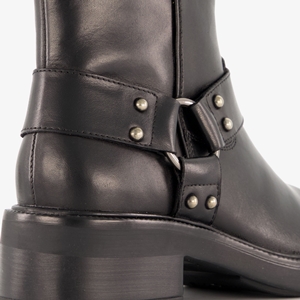 Harper leren dames biker boots met studs zwart