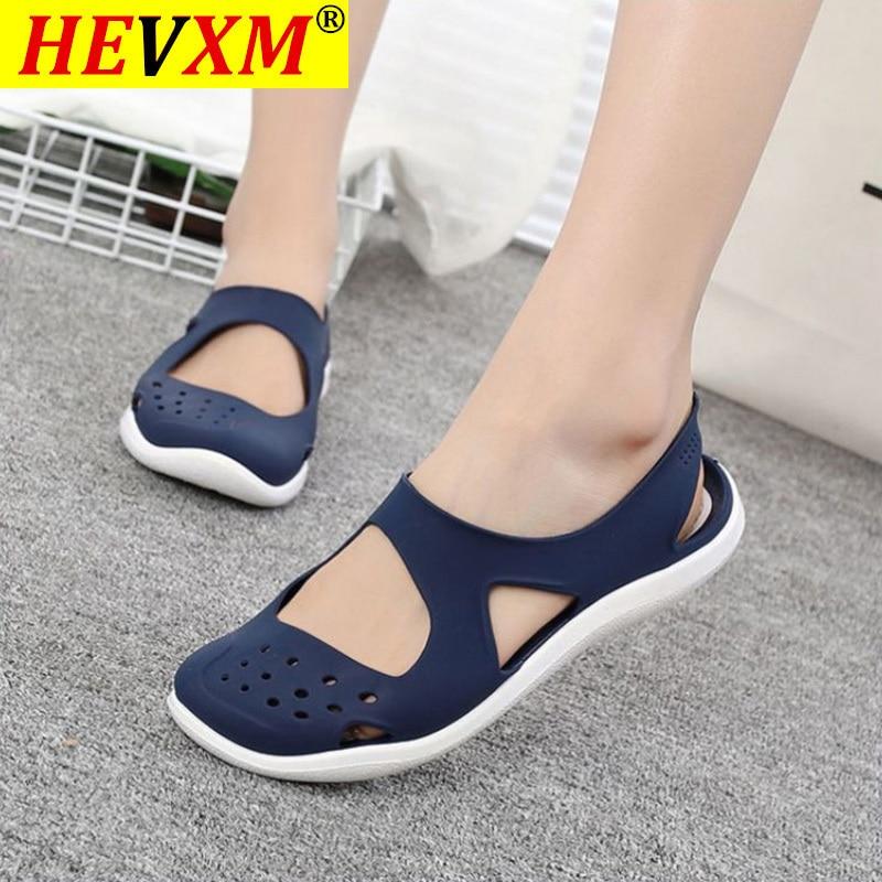 91440607MAC4DCME0U Zomer Vrouwen Sandalen Zachte Platte Slip Op Vrouwelijke Casual Jelly Schoenen Meisje Sandalen Hollow Out Mesh Flats Strand Schoenen