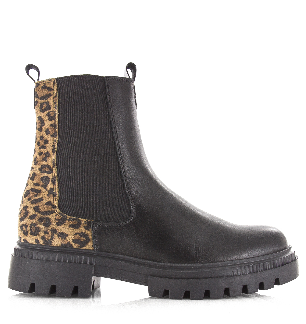 Bullboxer  chelsea boot met panterprint Zwart Leer Chelsea boots Dames