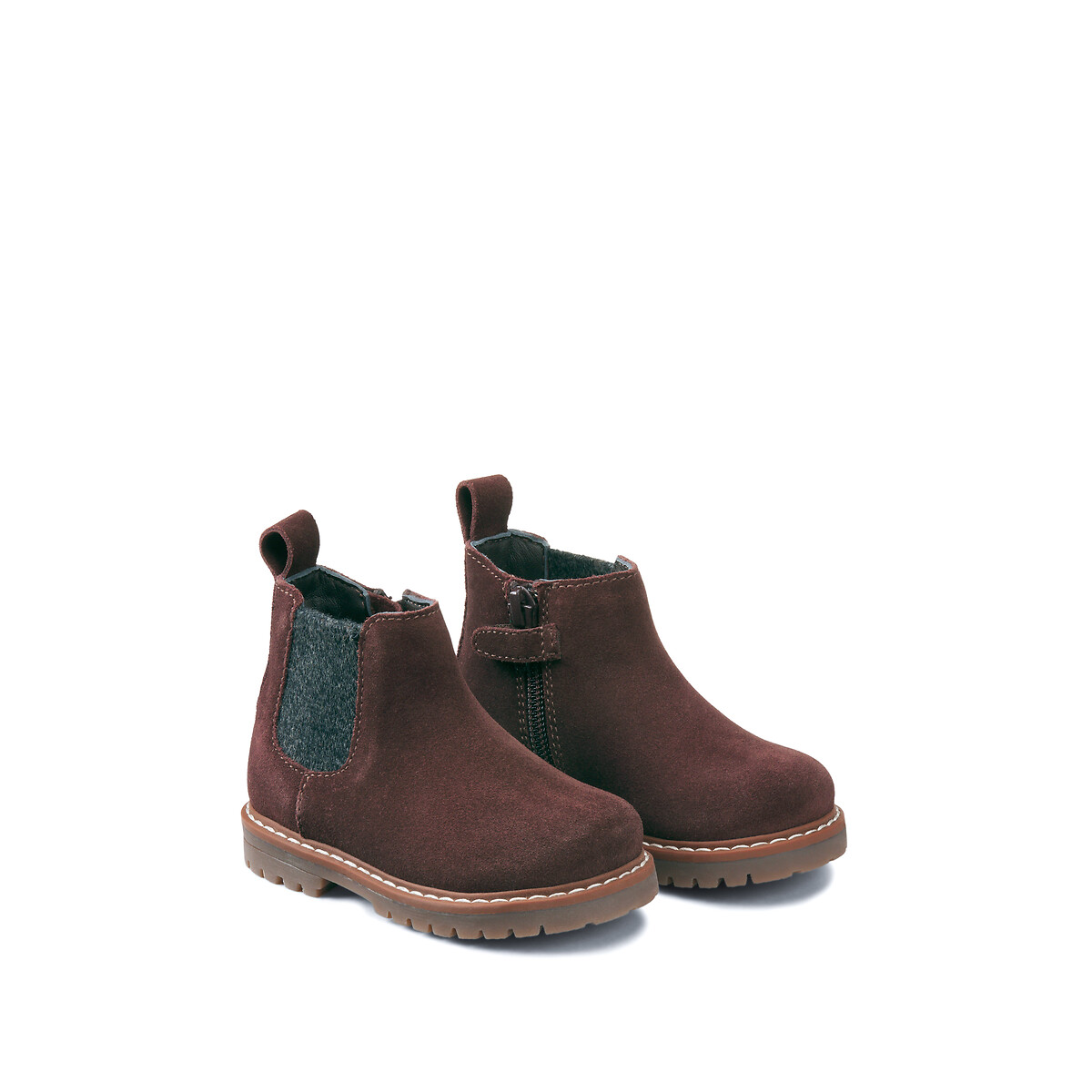 LA REDOUTE COLLECTIONS Bottines met rits en elastiek, in leer