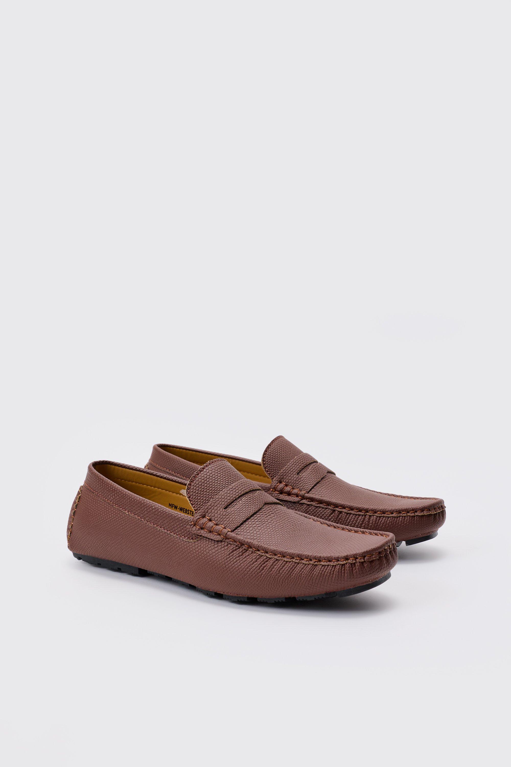 Boohoo Bruine Nep Suède Loafers Met Reliëf, Brown