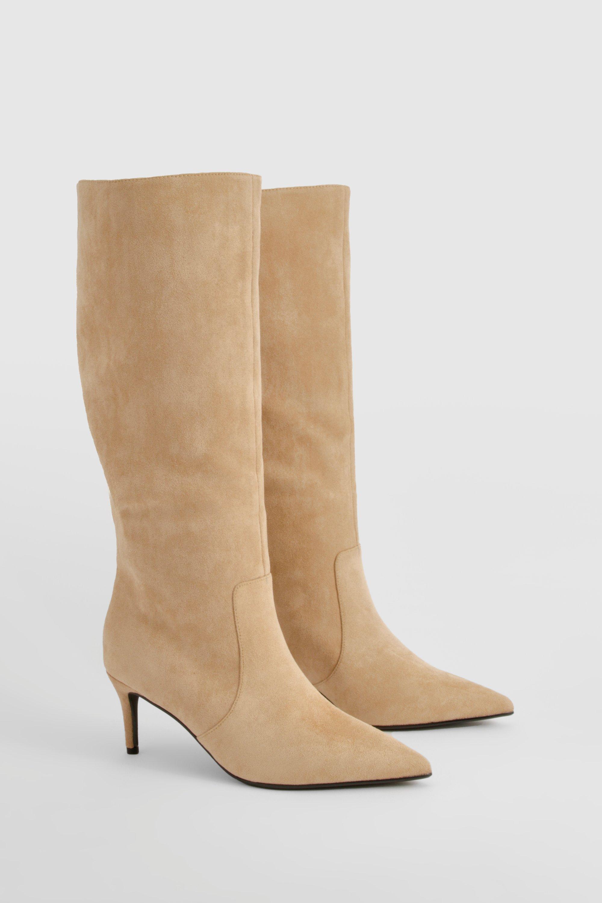 Boohoo Knielaarzen Met Naaldhakken, Beige