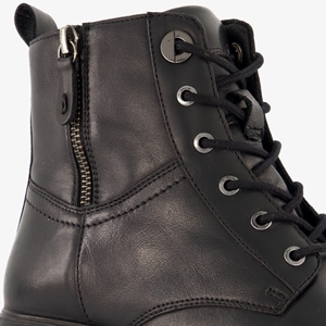 Hush Puppies leren dames veterlaarsjes zwart