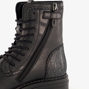 Groot leren meisjes veterboots zwart