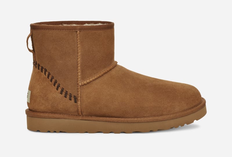 Ugg Classic Mini Deco Suede-laars voor heren  in Brown  Suede/Wol/Polyester