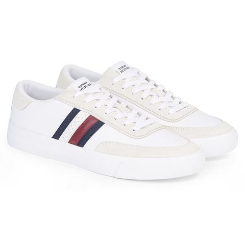 Tommy Hilfiger Sneakers TH CUPSET RWB LTH met zijstrepen, vrijetijdsschoen, halfhoge schoen, veterschoen