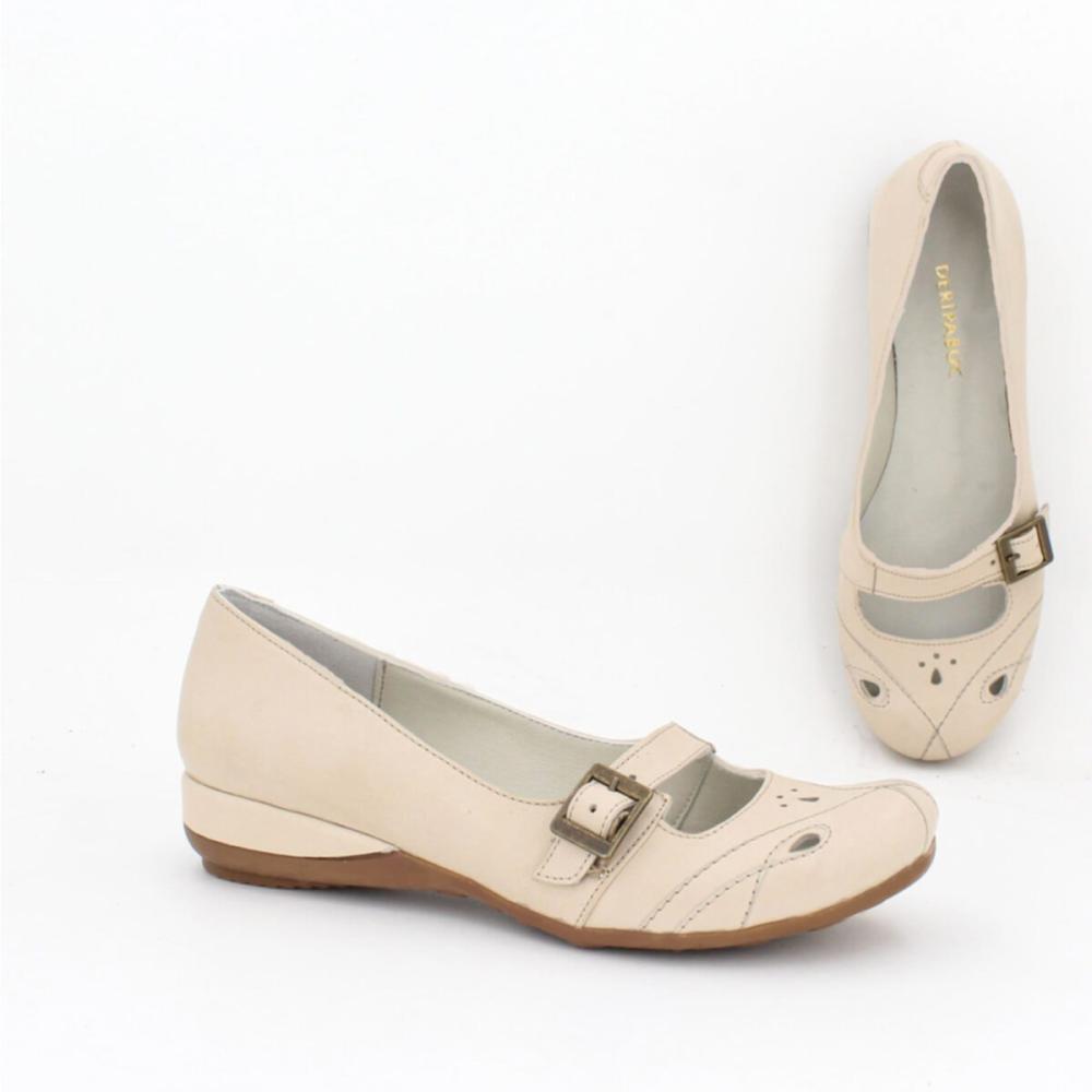 Frm Echt leer Beige leren platte damesschoenen 41 lichtbruin