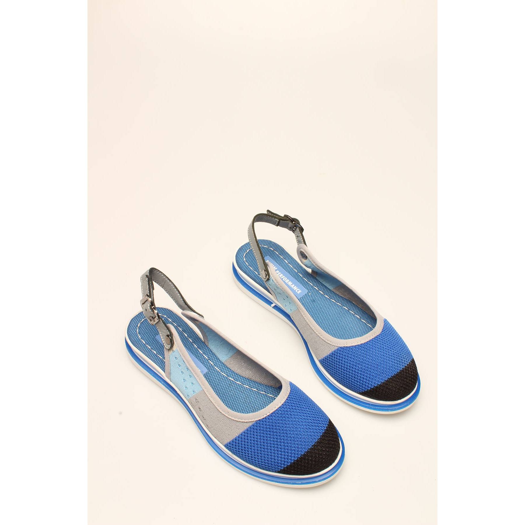 Frm Stijlvolle retro-K blauwe kleur gestreepte sandalen voor dames 36 blauw