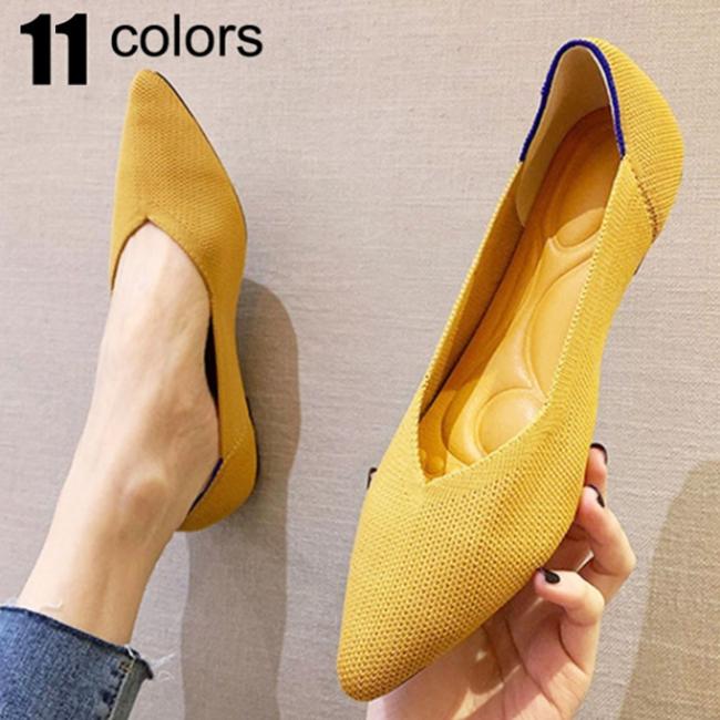 NK39UR Damesmode Dames Office Driving Shoes Casual Loafers Flats Schoenen met puntige neus Luipaard instapschoenen Platte onderkant Gebreide zachte onderkant 34 rozerode kleur