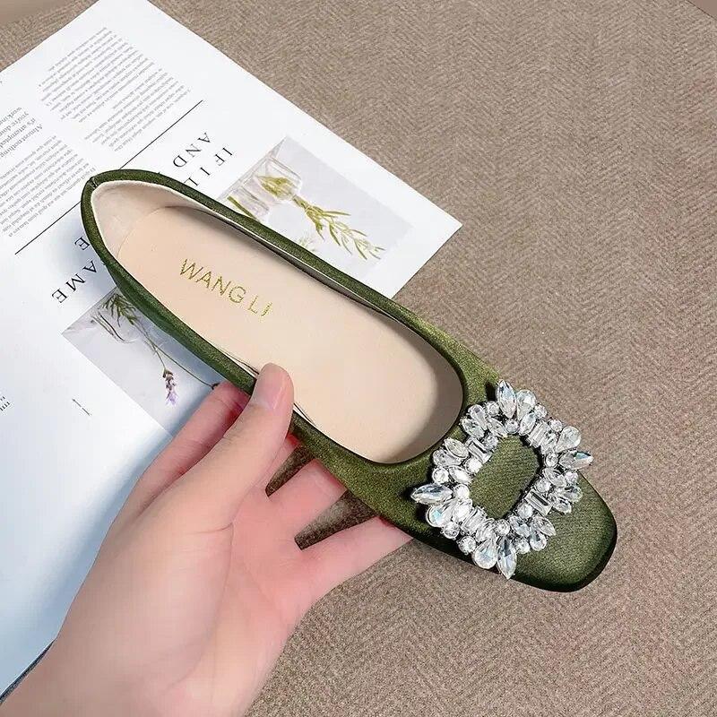 YUYAN Happy Hour 2024 Lente Zomer Mode Ballet Flats Kantoor Dame Elegante Enkele Schoenen Zwart Groen Plus Maat 42 34 zwart