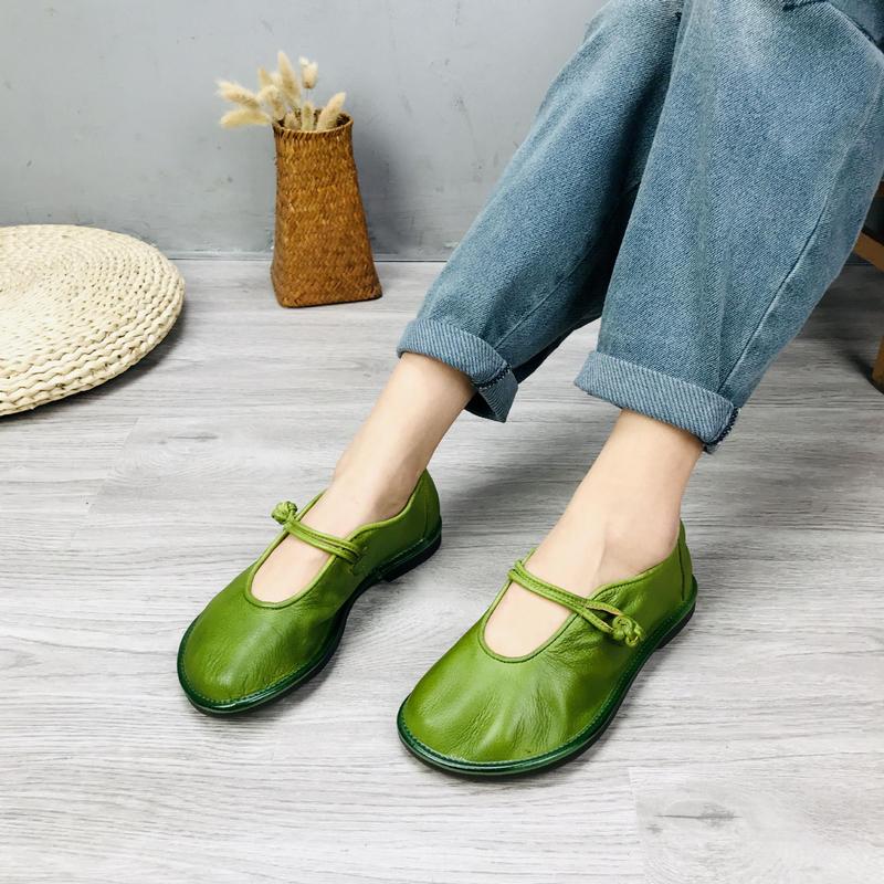 SpeakHero Flats Damesschoenen Ronde Neus Casual Ondiep Zacht Handgemaakt Concise Damesschoenen 35 groen